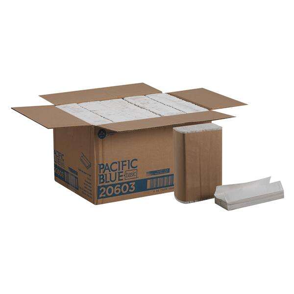 Towel Paper Pacific Blue Basic C-Fold White 10.1 in x 13.2 in 2400/Ca